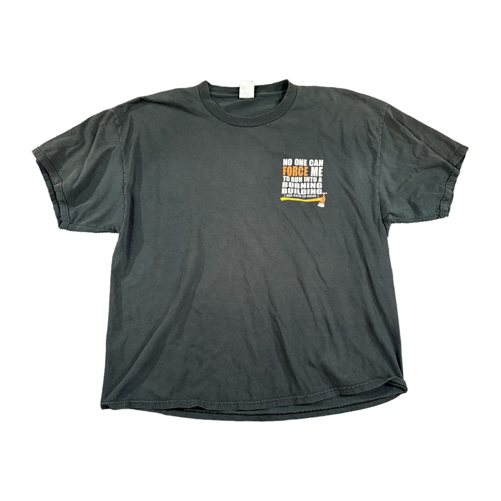 Vintage 2003 Delta Volunteer Firefighter T-Shirt Mens 2XL Black Big Fish